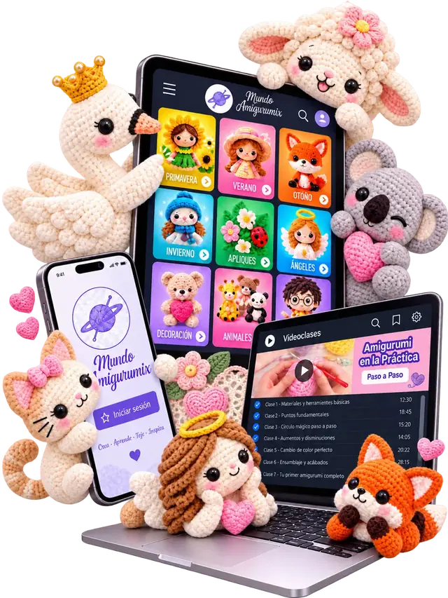 Aplicación Mundo Amigurumix mostrando patrones de crochet